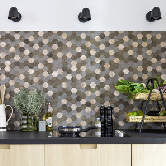 selbstklebende Wandfliese Premium Metal & Stone Hexagon image number null